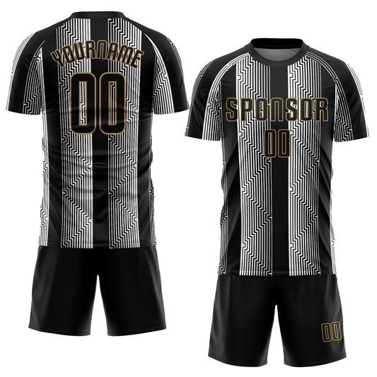 Custom Black Black-Old Gold Sublimation Soccer Uniform Jersey - Sky-Custom