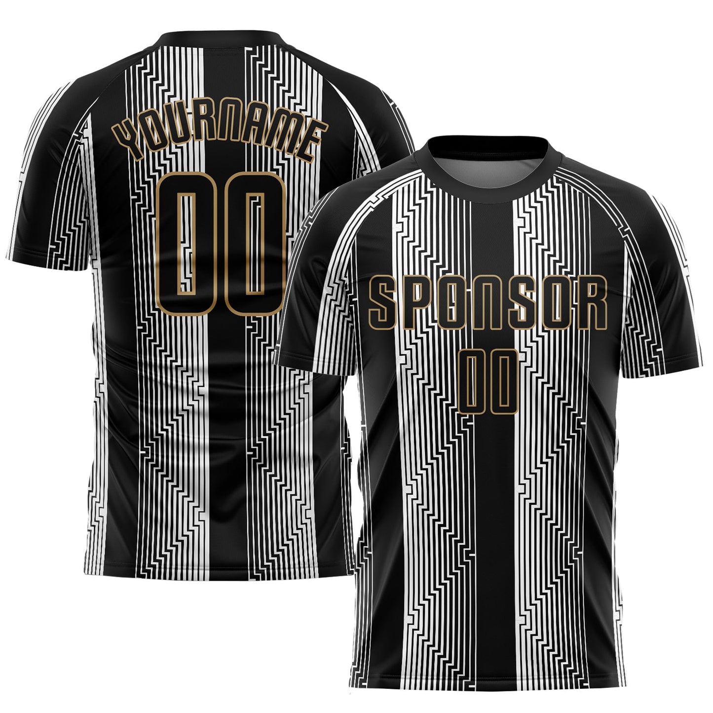 Custom Black Black-Old Gold Sublimation Soccer Uniform Jersey - Sky-Custom