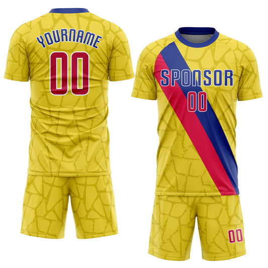 Custom Gold Red-Royal Sublimation Soccer Uniform Jersey - Sky-Custom