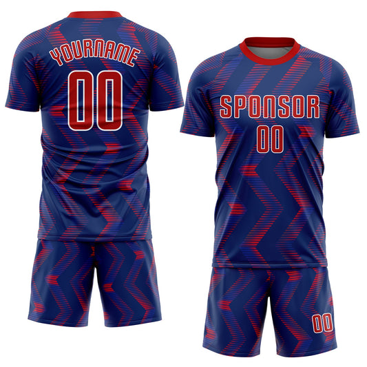 Custom Navy Red-White Sublimation Soccer Uniform Jersey - Sky-Custom