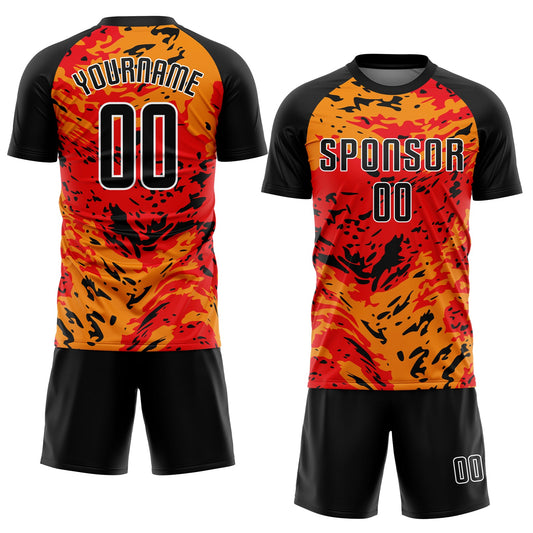 Custom Red Black-Gold Sublimation Soccer Uniform Jersey - Sky-Custom