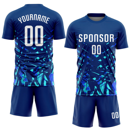 Custom Royal White-Lakes Blue Sublimation Soccer Uniform Jersey - Sky-Custom