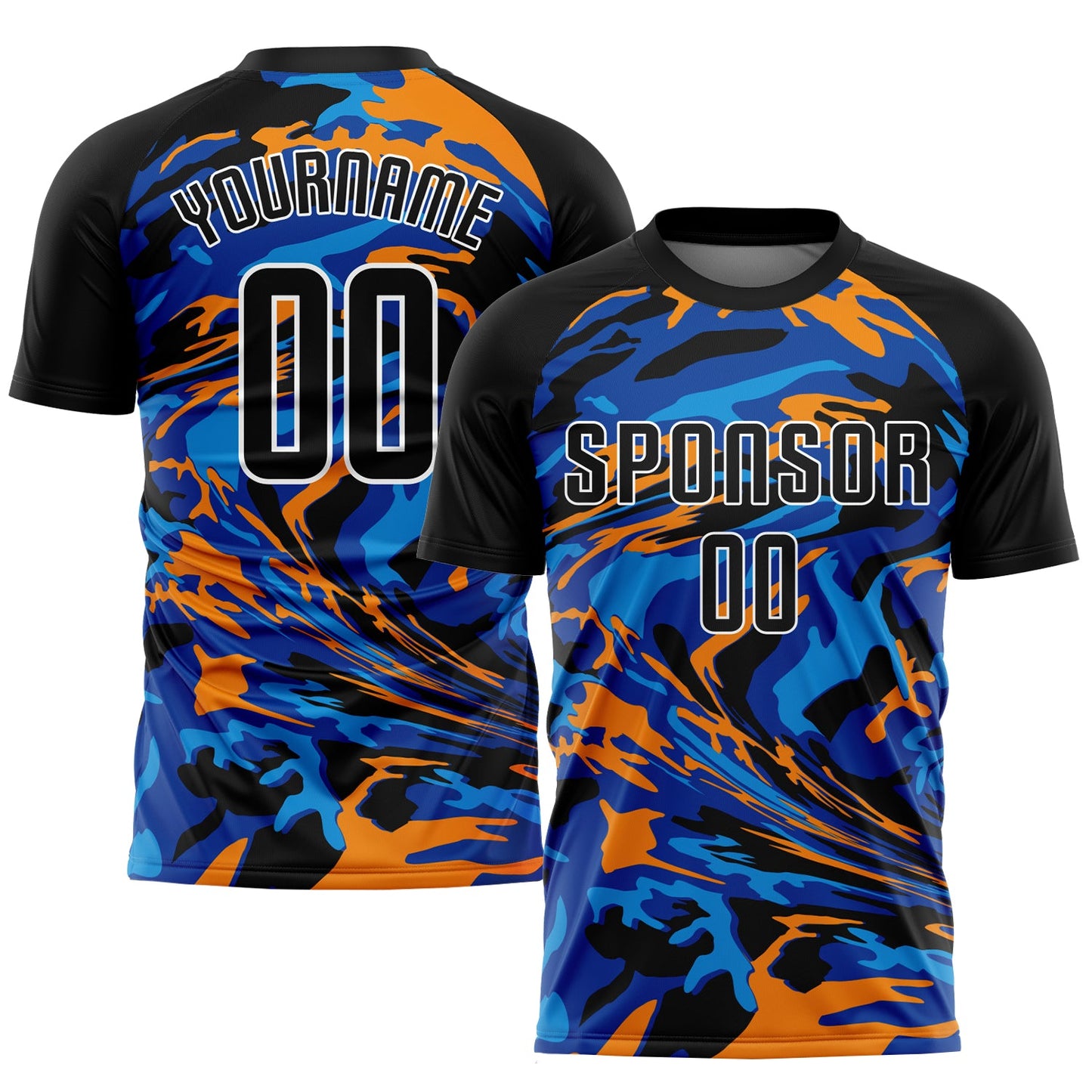 Custom Black Black Royal-Orange Sublimation Soccer Uniform Jersey - Sky-Custom