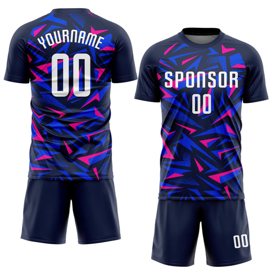 Custom Navy White-Pink Sublimation Soccer Uniform Jersey - Sky-Custom