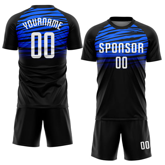 Custom Black White-Royal Sublimation Soccer Uniform Jersey - Sky-Custom