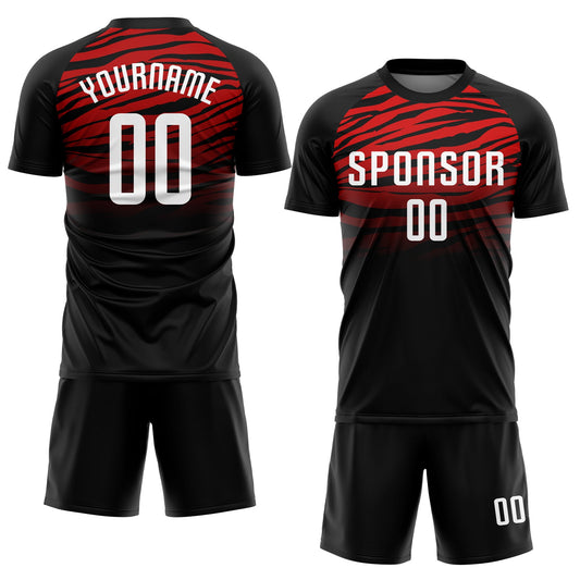 Custom Black White-Red Sublimation Soccer Uniform Jersey - Sky-Custom