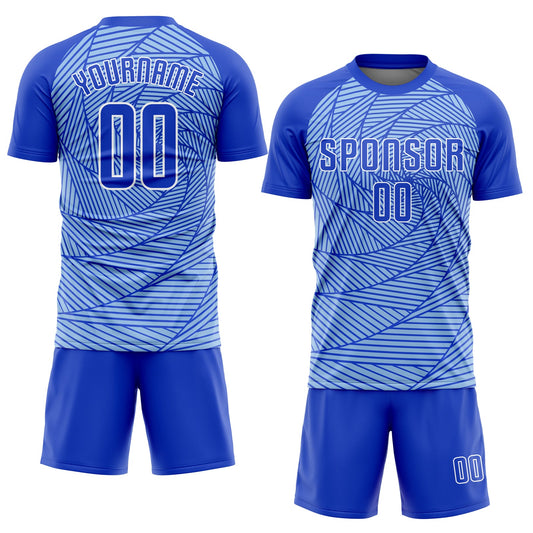 Custom Light Blue Royal-White Sublimation Soccer Uniform Jersey - Sky-Custom