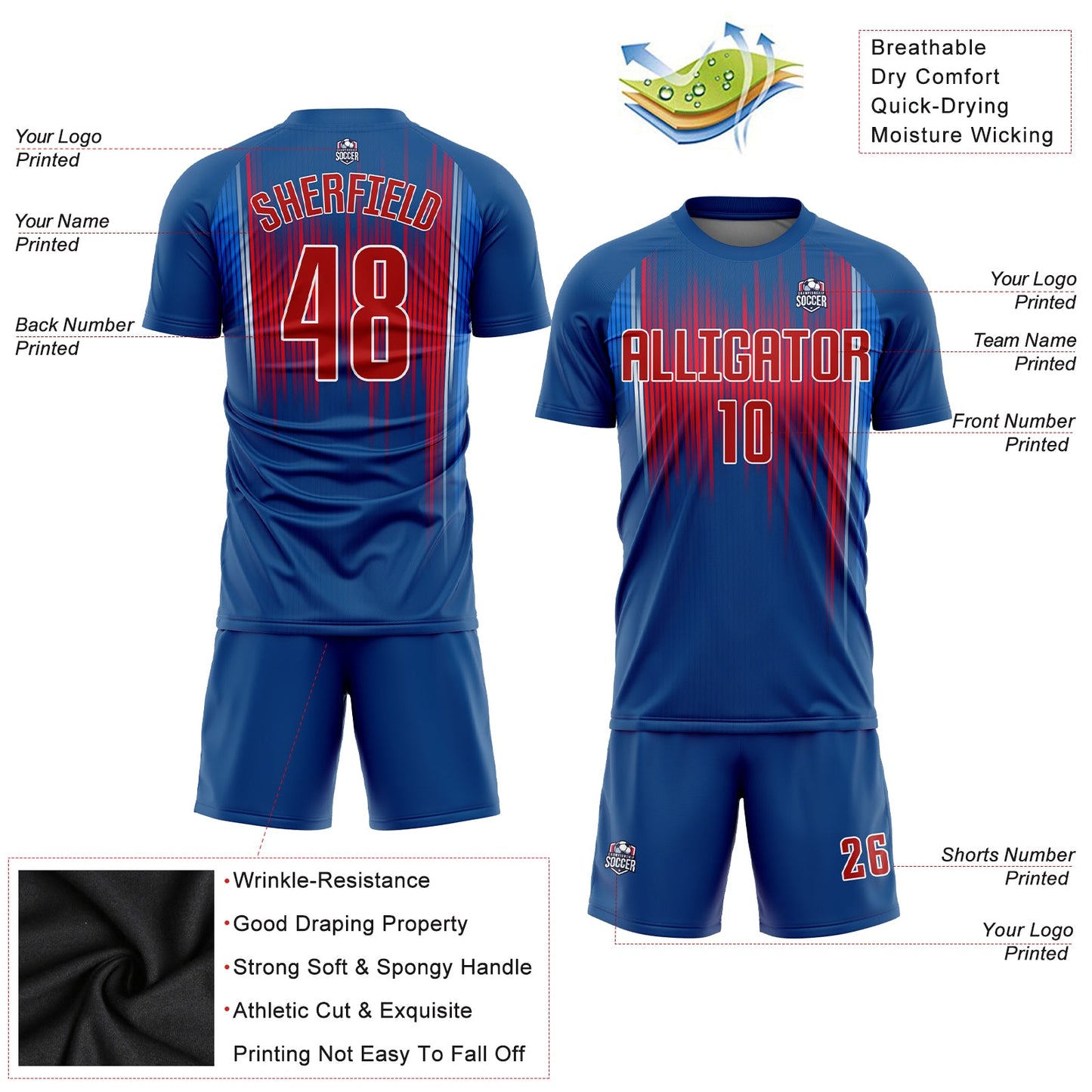 Custom Royal Red-White Sublimation Soccer Uniform Jersey - Sky-Custom