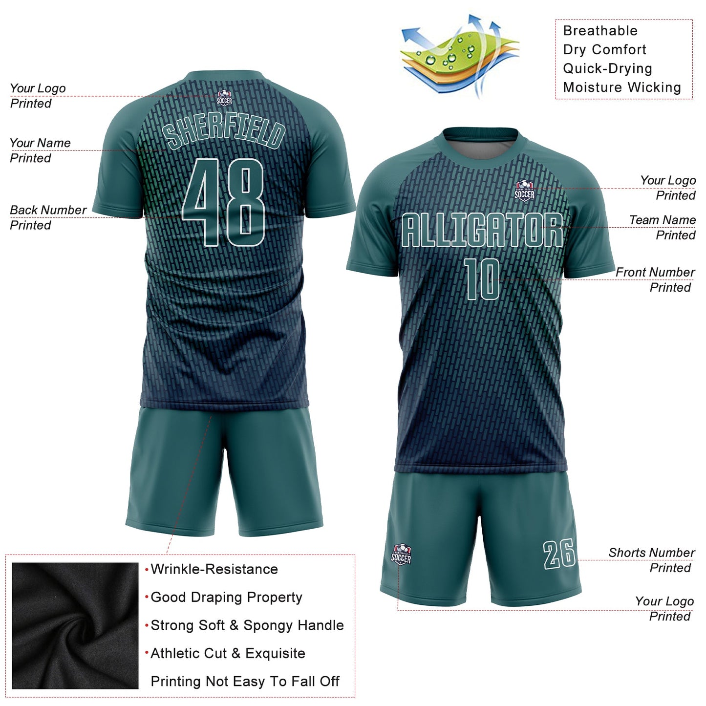 Custom Teal White Sublimation Soccer Uniform Jersey - Sky-Custom