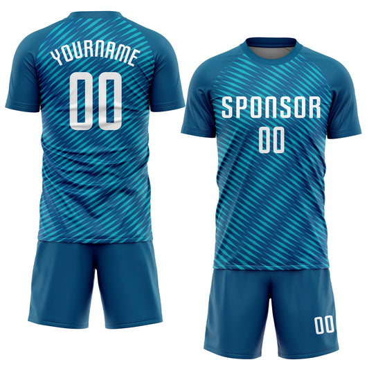 Custom Teal White Sublimation Soccer Uniform Jersey - Sky-Custom