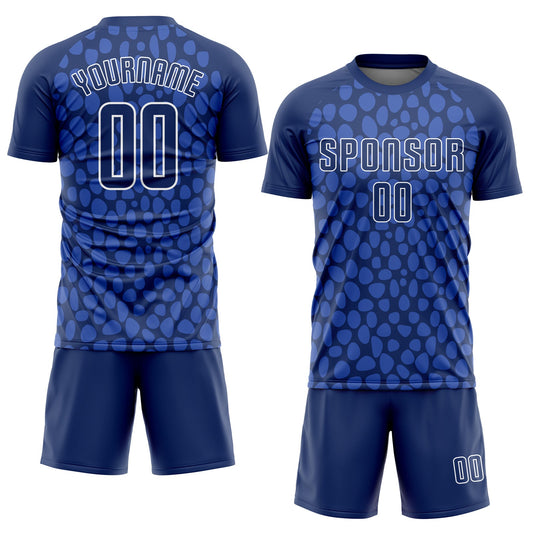 Custom Royal Navy White Sublimation Soccer Uniform Jersey - Sky-Custom