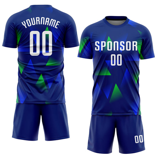 Custom Royal White-Kelly Green Sublimation Soccer Uniform Jersey - Sky-Custom