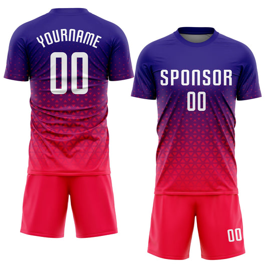 Custom Purple White-Hot Pink Sublimation Soccer Uniform Jersey - Sky-Custom