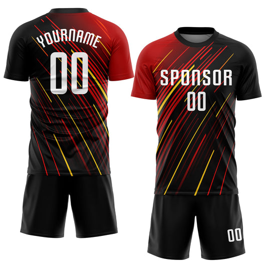 Custom Red White Black-Gold Sublimation Soccer Uniform Jersey - Sky-Custom