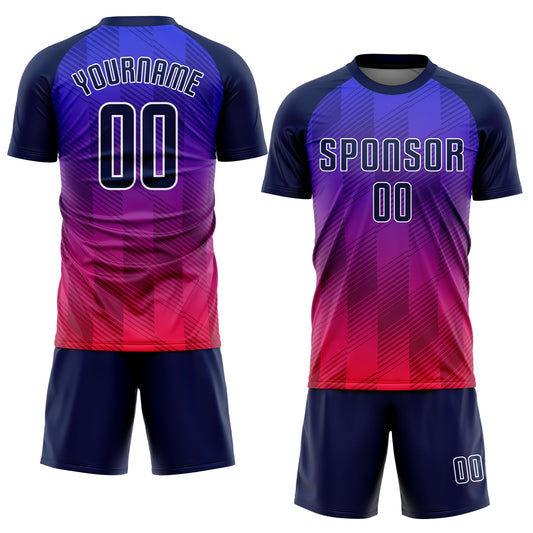 Custom Royal Navy-Hot Pink Sublimation Soccer Uniform Jersey - Sky-Custom