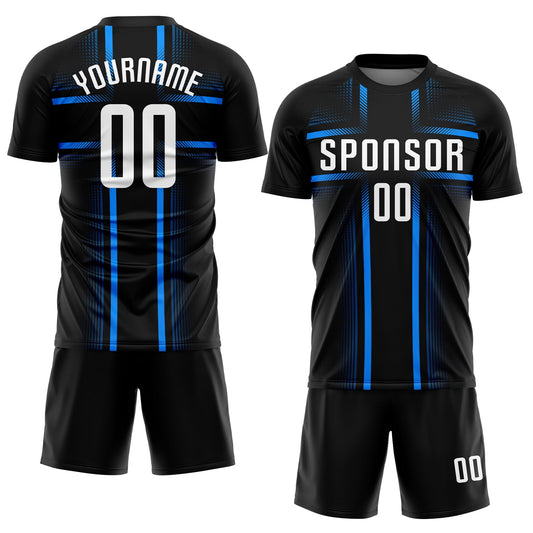 Custom Black White-Light Blue Sublimation Soccer Uniform Jersey - Sky-Custom