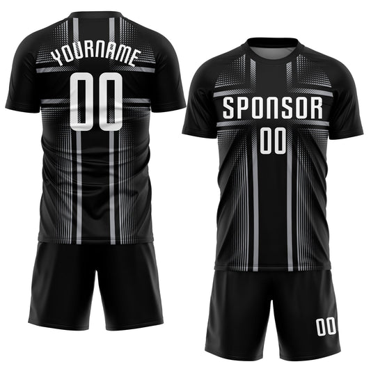 Custom Black White-Gray Sublimation Soccer Uniform Jersey - Sky-Custom