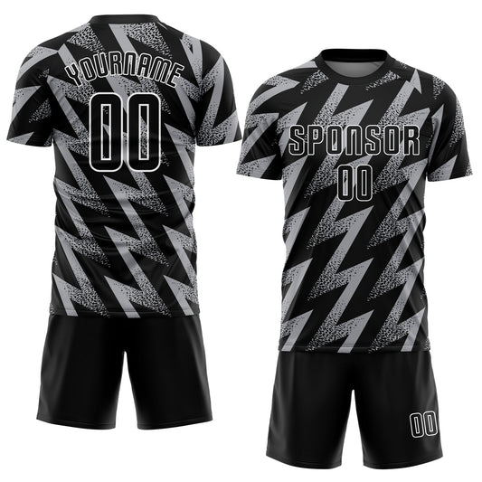 Custom Gray Black-White Sublimation Soccer Uniform Jersey - Sky-Custom
