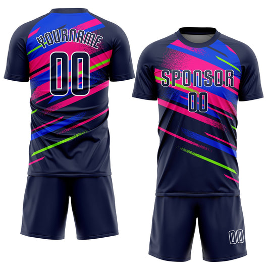 Custom Figure Navy Royal-Pink Sublimation Soccer Uniform Jersey - Sky-Custom