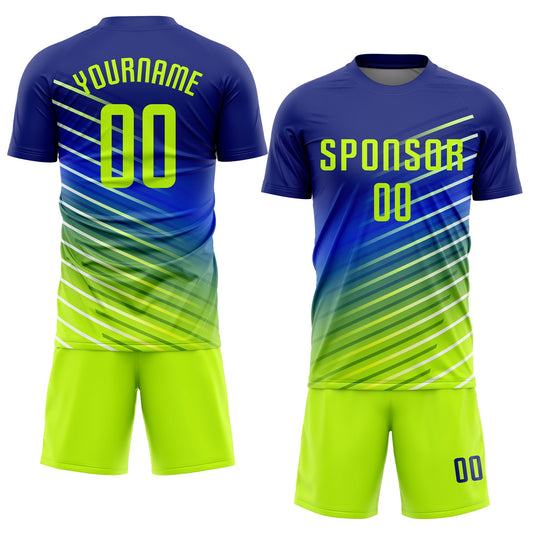 Custom Royal Neon Green Sublimation Soccer Uniform Jersey - Sky-Custom