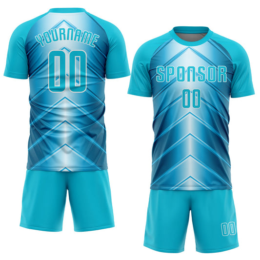 Custom Sky Blue Lakes Blue-White Sublimation Soccer Uniform Jersey - Sky-Custom