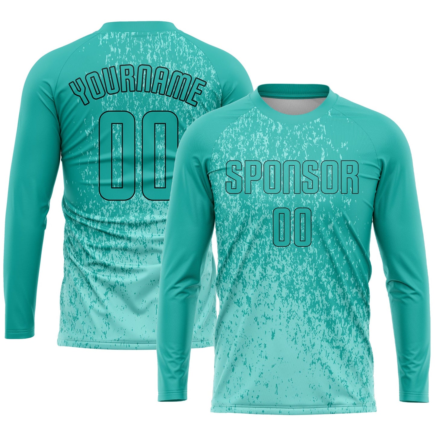 Custom Aqua Aqua-Black Sublimation Soccer Uniform Jersey - Sky-Custom