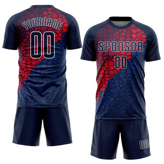 Custom Navy Navy-Red Sublimation Soccer Uniform Jersey - Sky-Custom