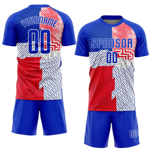 Custom Royal Royal-Red Sublimation Soccer Uniform Jersey - Sky-Custom