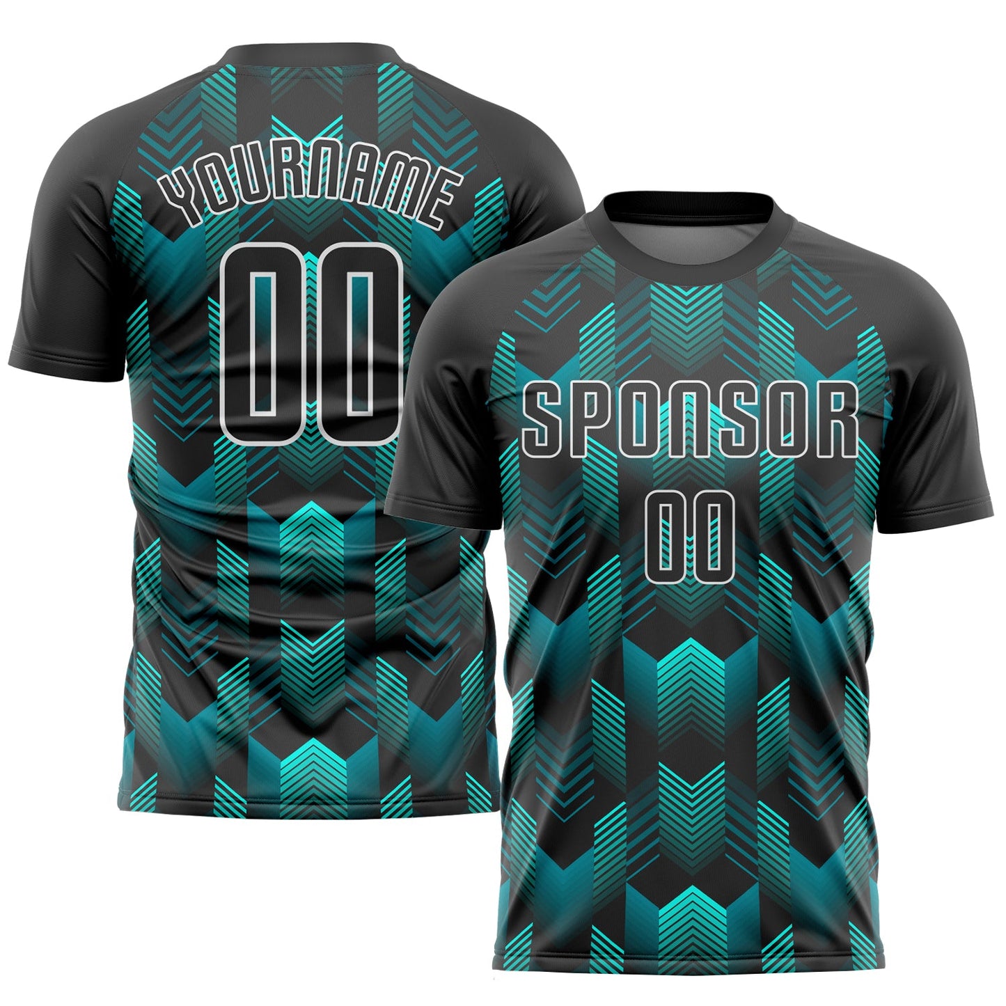 Custom Black Black-Teal Sublimation Soccer Uniform Jersey - Sky-Custom