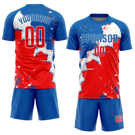 Custom Royal Red-White Sublimation Soccer Uniform Jersey - Sky-Custom