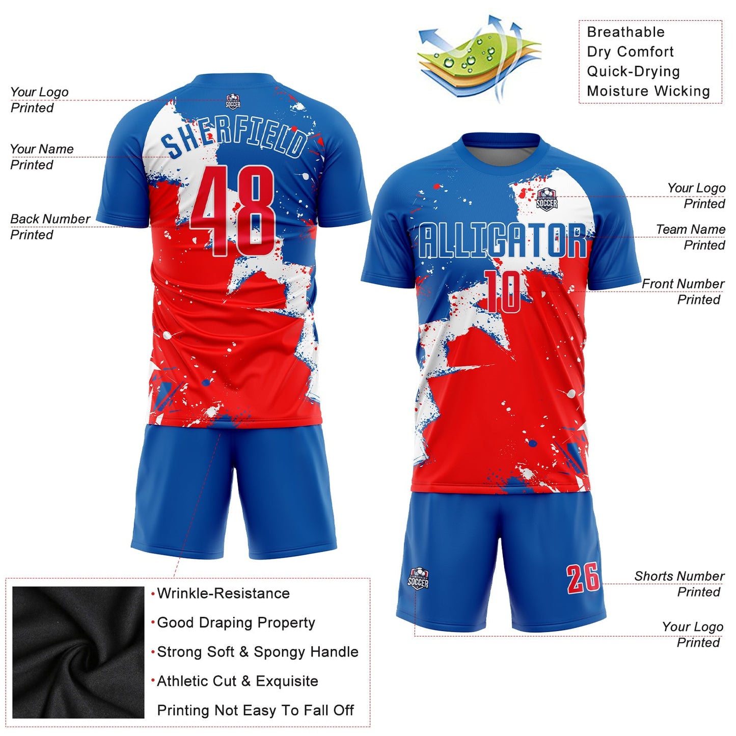 Custom Royal Red-White Sublimation Soccer Uniform Jersey - Sky-Custom