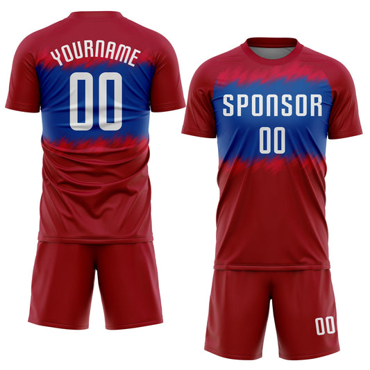Custom Crimson White-Royal Sublimation Soccer Uniform Jersey - Sky-Custom