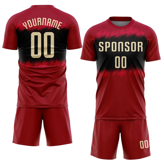 Custom Crimson Cream-Black Sublimation Soccer Uniform Jersey - Sky-Custom