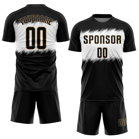 Custom Black Black-Old Gold Sublimation Soccer Uniform Jersey - Sky-Custom