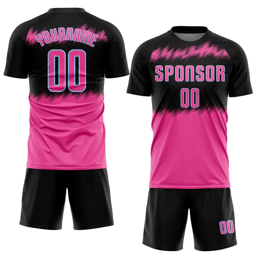Custom Black Pink-Light Blue Sublimation Soccer Uniform Jersey - Sky-Custom