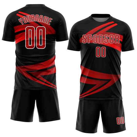 Custom Black Red-White Sublimation Soccer Uniform Jersey - Sky-Custom