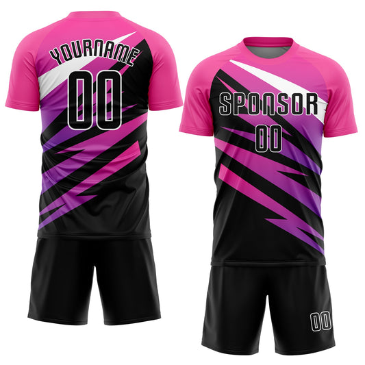 Custom Pink Black-White Sublimation Soccer Uniform Jersey - Sky-Custom