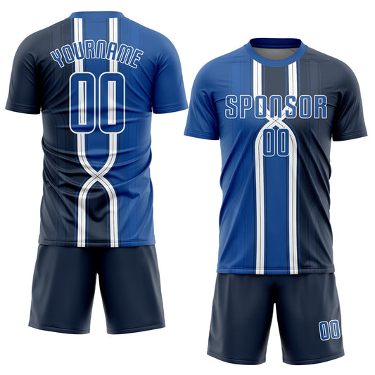 Custom Navy Royal-White Sublimation Soccer Uniform Jersey - Sky-Custom
