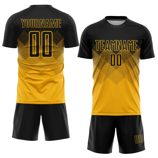 Custom Gold Black Sublimation Soccer Uniform Jersey - Sky-Custom