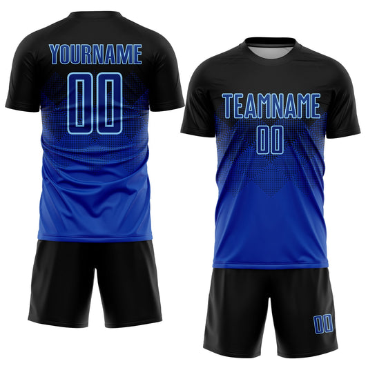 Custom Black Royal-Light Blue Sublimation Soccer Uniform Jersey - Sky-Custom