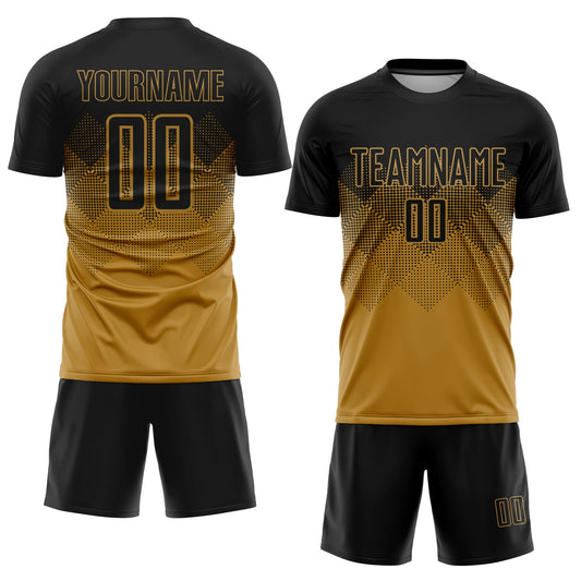 Custom Old Gold Black Sublimation Soccer Uniform Jersey - Sky-Custom
