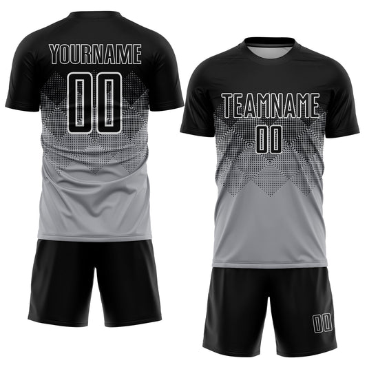 Custom Light Gray Black-White Sublimation Soccer Uniform Jersey - Sky-Custom