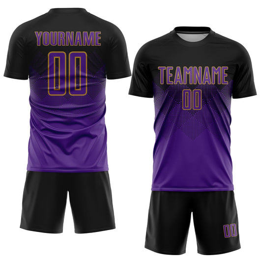 Custom Black Purple-Old Gold Sublimation Soccer Uniform Jersey - Sky-Custom