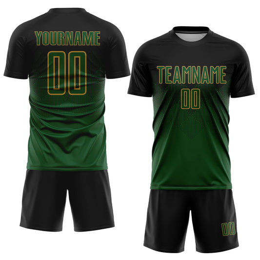 Custom Black Green-Old Gold Sublimation Soccer Uniform Jersey - Sky-Custom