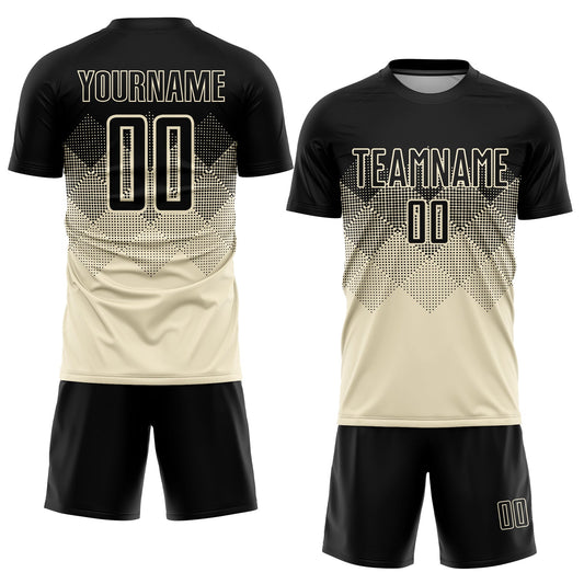 Custom Cream Black Sublimation Soccer Uniform Jersey - Sky-Custom