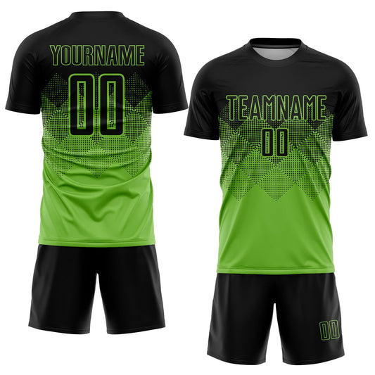 Custom Neon Green Black Sublimation Soccer Uniform Jersey - Sky-Custom