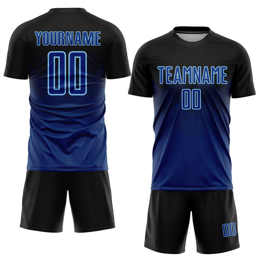 Custom Black US Navy Blue-Light Blue Sublimation Soccer Uniform Jersey - Sky-Custom