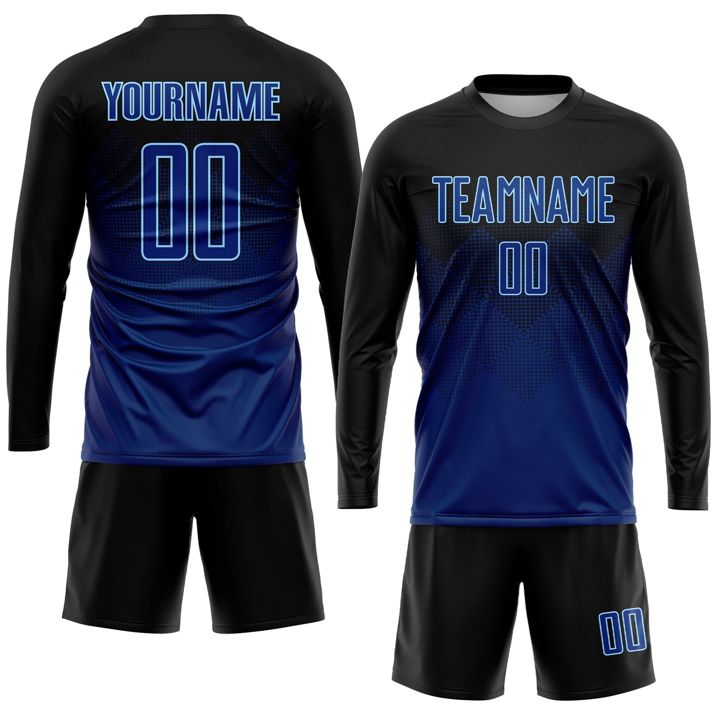 Custom Black US Navy Blue-Light Blue Sublimation Soccer Uniform Jersey - Sky-Custom