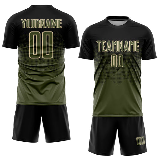 Custom Black Olive-Cream Sublimation Soccer Uniform Jersey - Sky-Custom