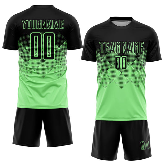 Custom Pea Green Black Sublimation Soccer Uniform Jersey - Sky-Custom